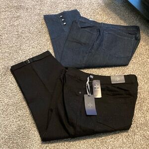 New NYDJ Black and Dark Blue capri Jeans Set
